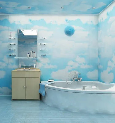 Пластиковые панели для ванной комнаты с рисунком. Фото в интерьере