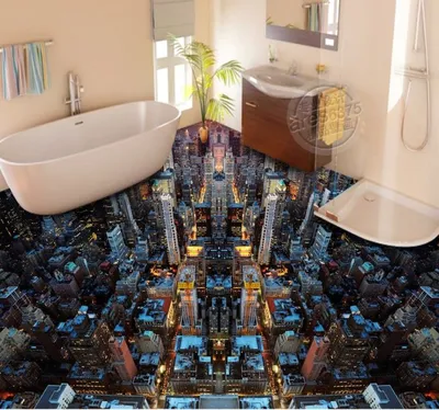 Наливной 3D пол в ванной комнате в Екатеринбурге: цена, фото работ