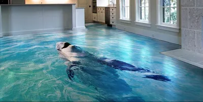 Морской 3D-пол в ванной частной квартиры