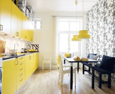 Дизайн кухни в желтых тонах фото