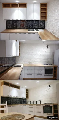 Современная угловая кухня без верхних шкафов с одной стороны | Пол кухни,  Украшение кухни, Кухонный пол