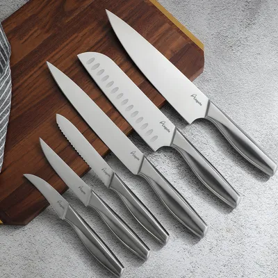 XYj лучший дизайн кухонных ножей из нержавеющей стали набор 3,5, 5, 5, 7,  8, 8, дюймов для очистки овощей Santoku проверка для нарезки, кухонный нож  | Дом и сад | АлиЭкспресс