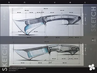 Аслан Жанабаев - эскизы, чертежи, дизайн и рисунки ножей охотничьих Астана,  Казахстан. Формы и фото.