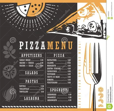 Идея графического дизайна меню пиццерии Иллюстрация вектора - иллюстрации  насчитывающей ðºð°ñ„ðµ, ñ ñ‹ñ€: 66886287