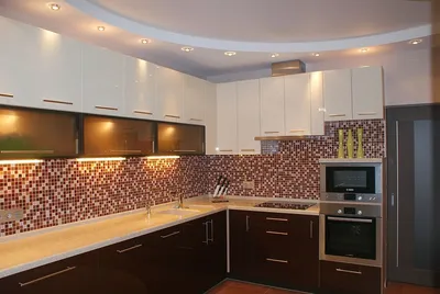 Дизайн потолка кухни из гипсокартона фото