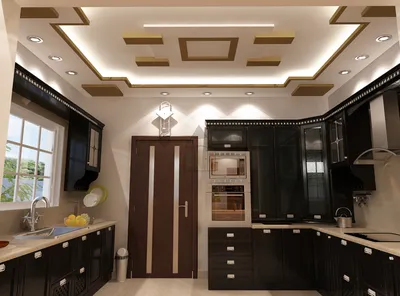 Дизайн потолков для кухни - 71 фото