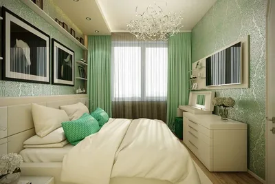 Дизайн прямоугольной спальни - 77 фото
