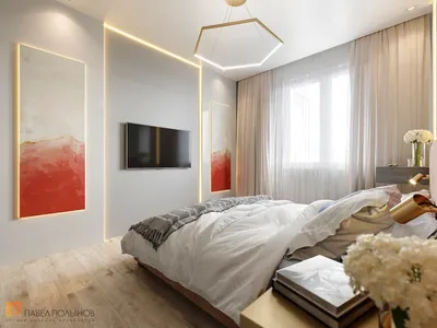Фото: Дизайн спальни - Дизайн квартиры в стиле пост-модерн, ЖК  «Скандинавия», 72 кв.м.