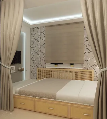 Дизайн спальни в хрущевке - узкая спальня, 8 кв м, 12 кв м, 160 фото |  Интерьеры спальни, Узкая спальня, Кровать-подиум