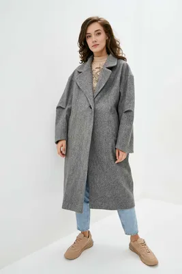 Пальто женское свободного фасона длинное серое однобортное дизайнерское  Modna KAZKA MKRMD2362-1 купить недорого в интернет-магазине украинской моды  ❰❰MODNA KAZKA❱❱