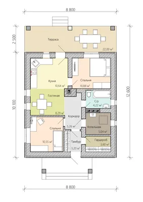 Проект дома 8 на 10 с террасой и печью | Архитектурное бюро \"Беларх\" -  Авторские проекты планы домов и коттеджей