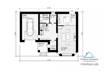 Проект двухэтажного дома 10 на 10 с гаражом и балконом - 04-88 🏠 |  СтройДизайн