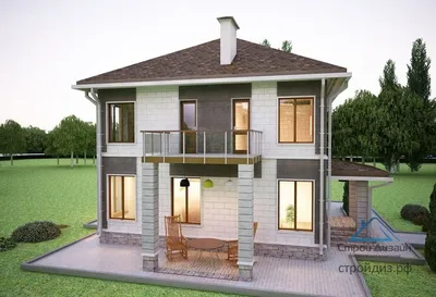 Проект двухэтажного дома 10 на 10 с балконом - 03-85 🏠 | СтройДизайн