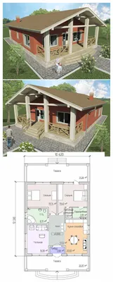 Проект одноэтажного дома 12 на 10.5 с летней верандой | Архитектурное бюро  \"Беларх\" - Авторские проекты планы домов и коттеджей | Одноэтажные дома,  План дома, Дом