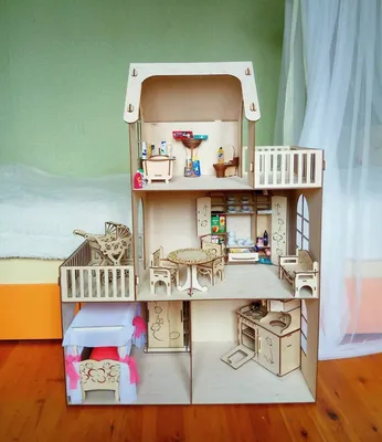 Большой кукольный домик из фанеры домик для кукол для детей Экологически  чистые игрушки для детей Миниатюрный деревянный домик - купить по выгодной  цене | AliExpress