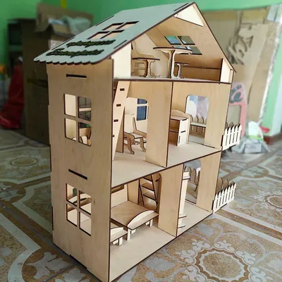 Кукольный ЭКО домик + 12 предметов мебели (55х50х20см) (id 74053263)