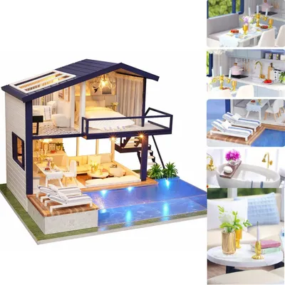 Интерьерный конструктор 3d Румбокс кукольный дом Вилла с бассейном детский  двухэтажный мини дом своими руками, цена 3526 грн — Prom.ua (ID#1437779465)
