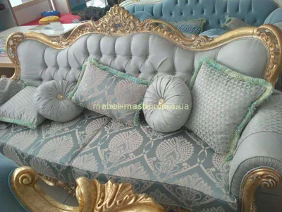 Голубой диван с золотом Падишах стиле барокко в купить Киеве, Одессе