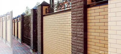 Забор кирпичный, забор из кирпича, с колоннами в Краснодаре | Услуги | Авито