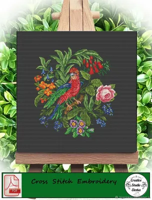 Старинная схема вышивки крестом Красивая птица – заказать на Ярмарке  Мастеров – S4ENQRU | Схемы для вышивки, Таганрог