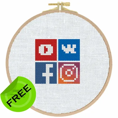Бесплатная схема вышивки крестом \"Социальные сети\" для начинающих | Пикабу