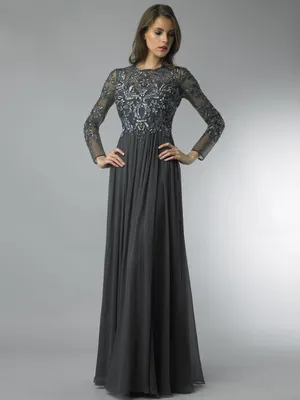 Закрытое вечернее платье BASIX BLACK LABEL D6408L charcoal ✓ купить в  салоне Виктория!