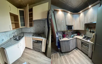 Фото примеры работ до и после замены фасадов на кухонном гарнитуре