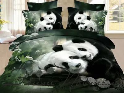 Постельное белье 3D Cleo Panda Евро (2 нав) Артикул: cleo-3/608-3D Размер:  Евро Материал: Сатин Производитель: Cleo (… | Home collections, Panda bear,  Blanket