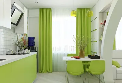 Серо зеленые шторы на кухню - 61 фото