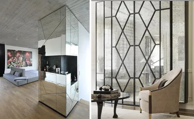 Зеркальная стена в интерьере коридора, декоративные обои и плитка на стену  в спальне, оформление стеклянной мозаикой прихожей в квартире