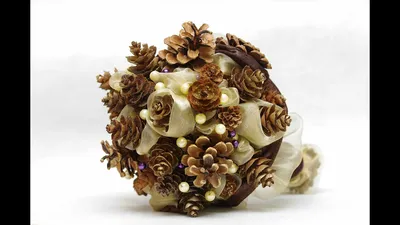 DIY : Свадебный букет зимний из шишек и бусин wedding winter bouquet -  YouTube