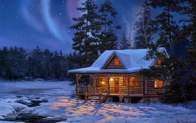 Деревянный дом в зимнем лесу - YouTube