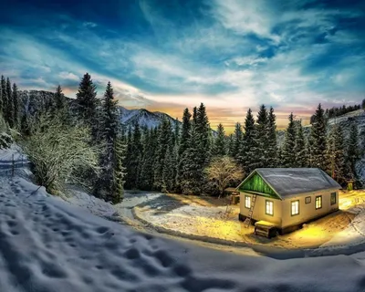 Картина Зимний пейзаж, домик в лесу. Светится в темноте: 3 800 грн. -  Живопись Полтава на Olx