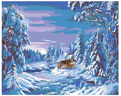 Картина по номерам \"Домик в зимнем лесу. Лес. Зима. Зимний лес. Волшебный  лес. Ночь\" — купить в интернет-магазине OZON с быстрой доставкой