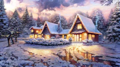 Сказочные зимние домики картинки - 74 фото