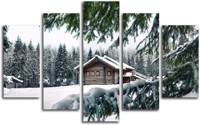 Обои на монитор | Зима | зима, домик, лес, красиво
