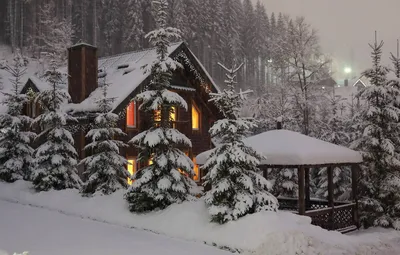 Обои Снег, Домик, House, Snow, Зимний лес, Winter forest картинки на  рабочий стол, раздел пейзажи - скачать