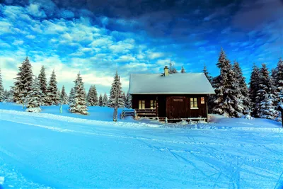 Картина маслом, зимний пейзаж,\"Домик у леса\" – заказать на Ярмарке Мастеров  – ETKVBRU | Картины, Рязань