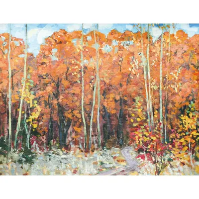 Осень раскрасила дорогу и лес в золотые краски | Обои для телефона