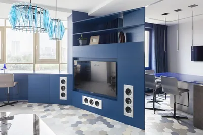 Квартира необычной планировки: дизайн в синих тонах | ivd.ru