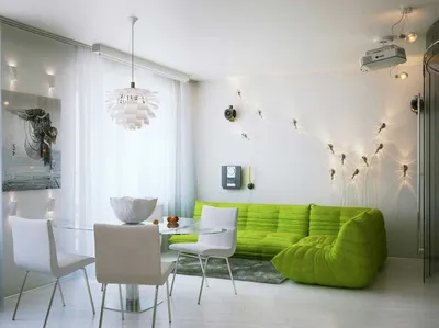 Интерьер гостинной в зеленом цвете фото