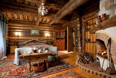 Русский стиль в интерьере: современное прочтение | Country house design,  Log cabin interior, Cabin interiors