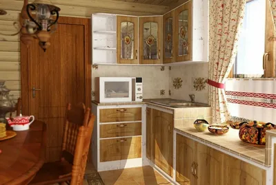 Сельский интерьер кухни в старой деревне Стоковое Изображение - изображение  насчитывающей комната, украшение: 33227543