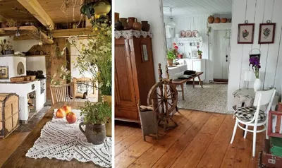 Деревенский стиль в интерьере загородного дома и квартиры - фото примеры