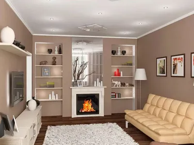 Гостиная с камином: дизайн гостиной с камином, комната с камином - дизайн  комнаты с камином в квартире в современном стиле, фото, интерьер
