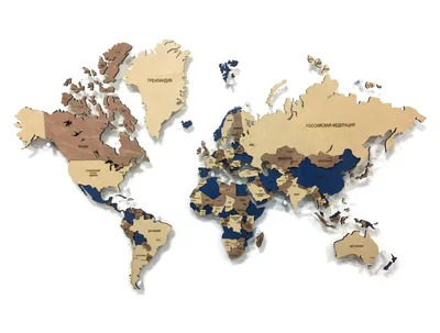 Многоуровневая деревянная карта мира «Индиго»