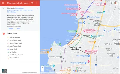 Общественный транспорт Паттайи и карта маршрутов тук-туков - Suay.ru