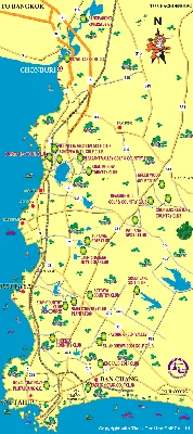 Площадки для гольфа рядом с Паттайя, Таиланд - Расположения гольф полей на  карте