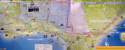 Карта Паттайи - объемно изображены основные торговые центры Централ  Фестиваль, Майк Шопингмол, Роял Гаден и др.