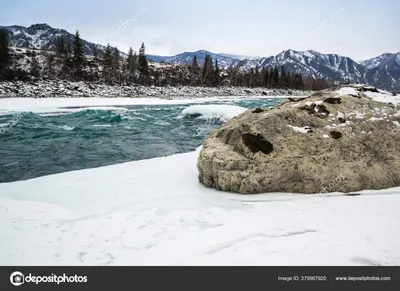 Вид Реку Катунь Горы Алтая Зимой Сибирь Россия стоковое фото ©gumbao  379967920